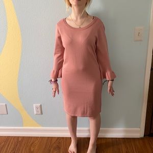 Long Sleeve Pink Sweater Dress